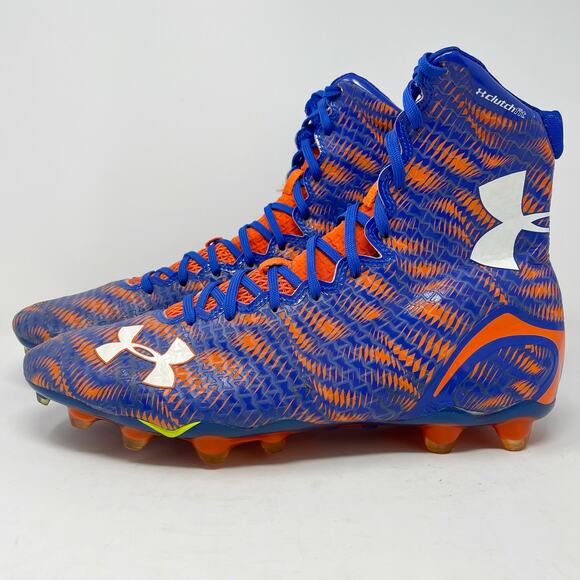 Under Armour Clutch Highlight High Top Football Cleats 13 Blue Orange main image 8